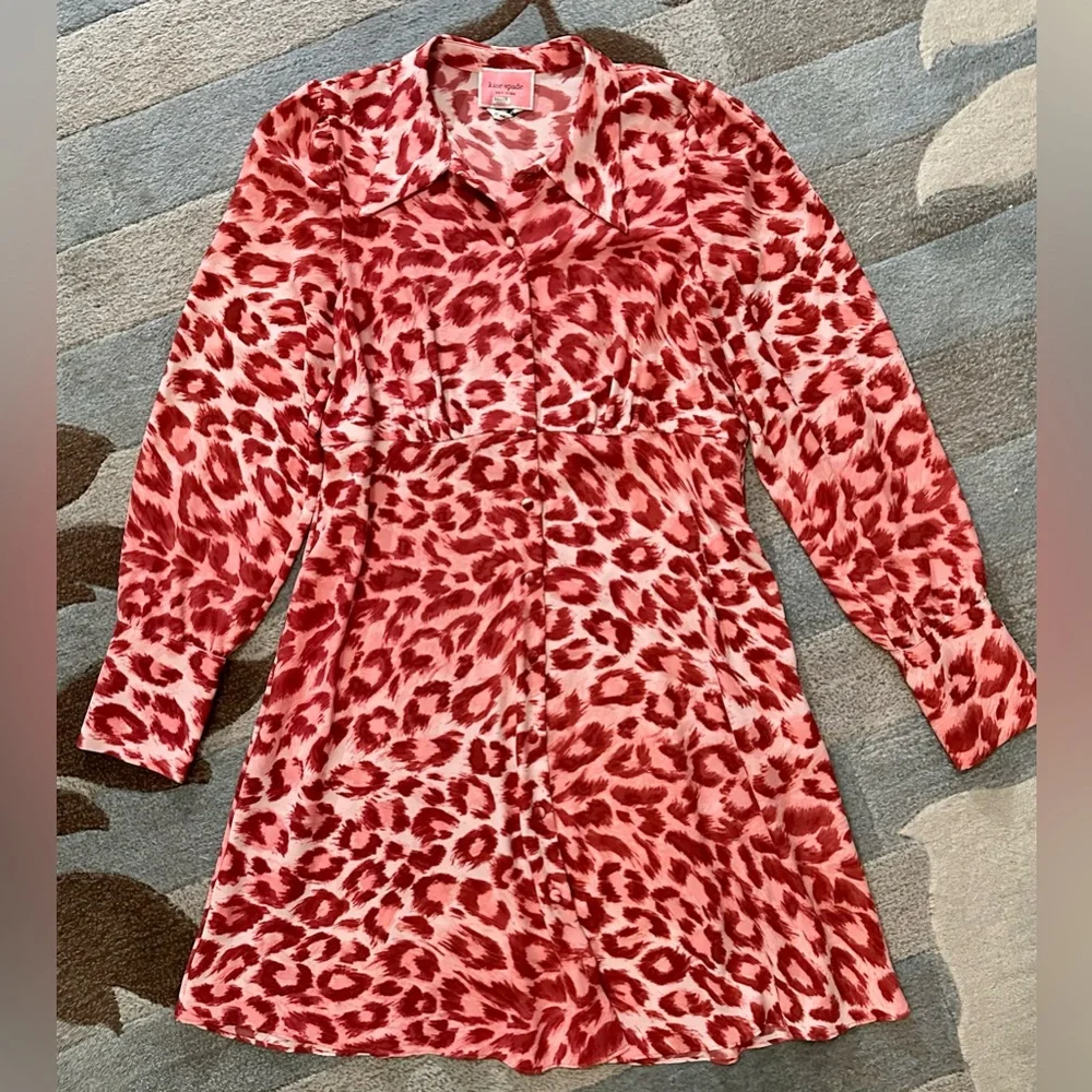 Kate Spade Long Sleeve Panthera Animal Print Button Front Shirtdress in Pinkish